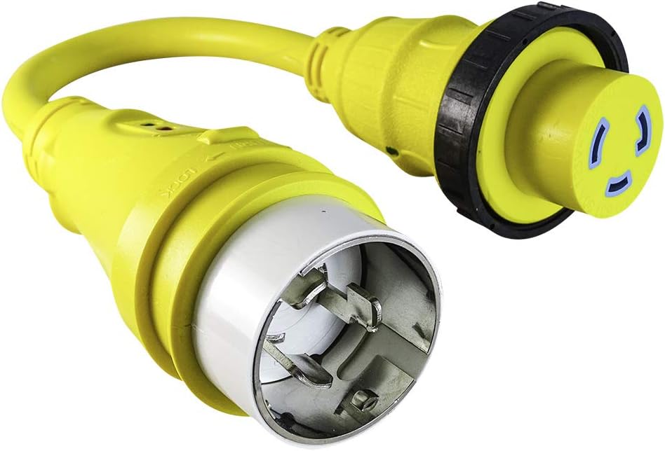 Marvine Cable Boat Shore Power Cord 1.5FT Male SS1-50P 125V 50 Amp to 30 Amp Marine Adapter Twist Lock Female L5-30R Pigtail: Electronics