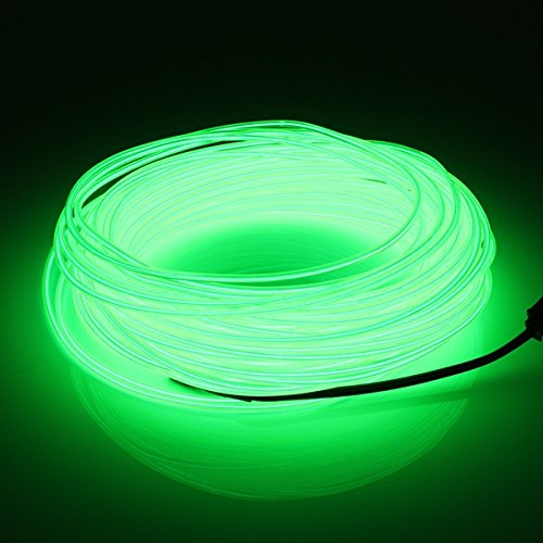 MASUNN 20M EL Led Flexible Soft Tube Wire Neon Glow Car Rope Strip Light Xmas Decor DC 12V-Fluorescence Green