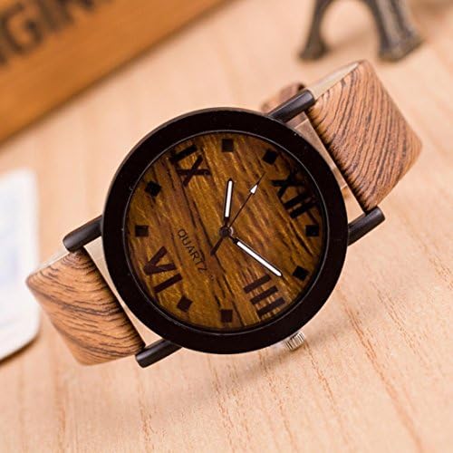 Roman Numerals Wood Leather Band Watch Ninasill Quartz Watch Fashion Watch
