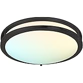 LUXRITE 16 Inch LED Flush Mount Ceiling Light, 5 Color Selectable 2700K | 3000K | 3500K | 4000K | 5000K, Dimmable, Modern Cei