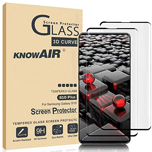 KNOWAIR Galaxy S10 Plus Screen Protector,Full Coverage Tempered Glass[2 Pack][3D Curved]［Solution for Ultrasonic Fingerprint］Tempered Glass Screen Protector Suitable for Galaxy S10 Plus