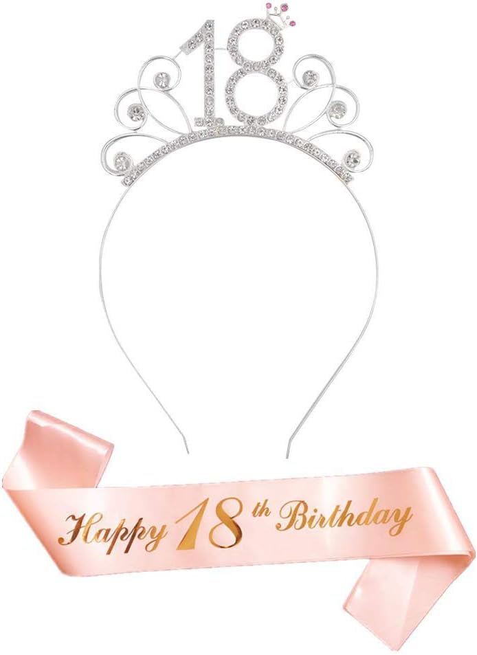 Jahemu 18 Ans Anniversaire Decorations Or Rose 18 Th Joyeux Anniversaire Echarpe Sash Et 18 Bandeaux Couronne Strass Fete Faveur Anniversaire Accessoires Cadeau Pour Femme Fille Cuisine Maison Chapeaux Dwteam In