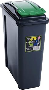 Wham Recycling Bin Slim Kitchen Trash Can Rubbish Dustbin 25L Green Lid view 1