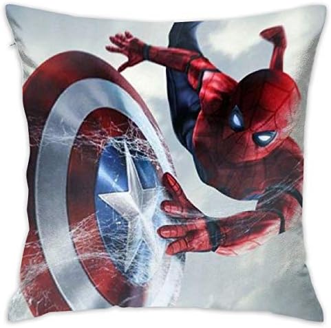 SWDFFG Pillow Case Spiderman Captain America Decorative Throw Cushion Cover, 18X18 Inch(Without Pillow Insert)