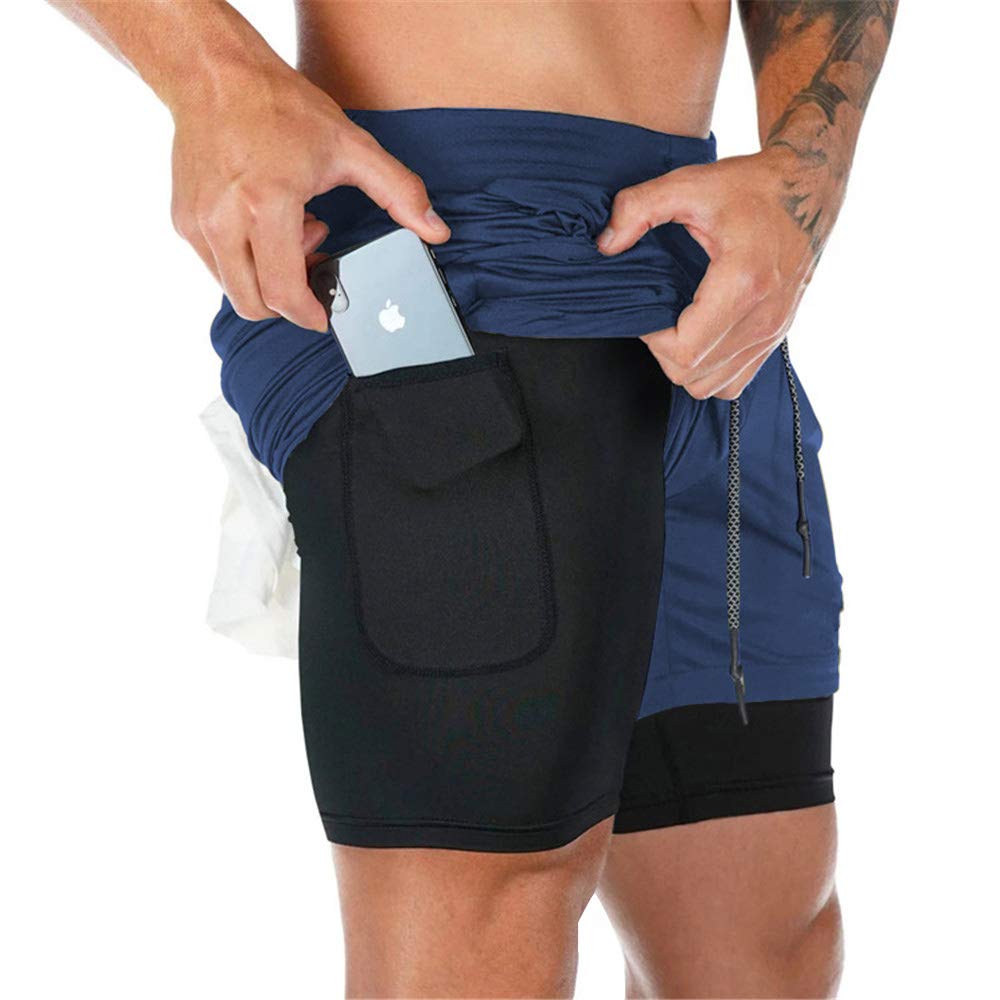 Superora Men's Sports Shorts Running Shorts 2 in 1 Short Running Sports Trousers Fitness Training with Built-in Pockets