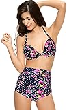 Ebuddy Women Vintage High Waist Retro Bikini Swimsuit Swimwear