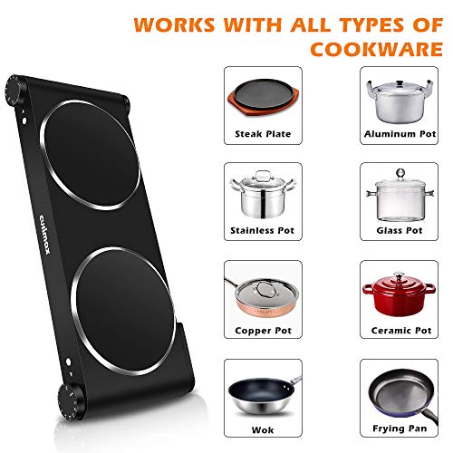 CUSIMAX 1800W Ceramic Hot Plate, Portable Infrared Burner, 7 Inch Glass