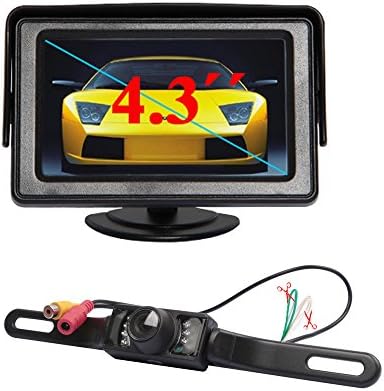 BENTOO backup camera IR 7 LED Waterproof Rear View Camera License Plate car camera And 4.3" Color TFT LCD Car rear view mirror Monitor