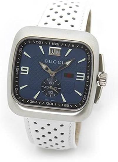 Amazon グッチ Gucci 腕時計 クーペコレクション ビッグデイト ホワイトレザーウオッチ Ya メンズ 並行輸入品 メンズ腕時計 腕時計 通販