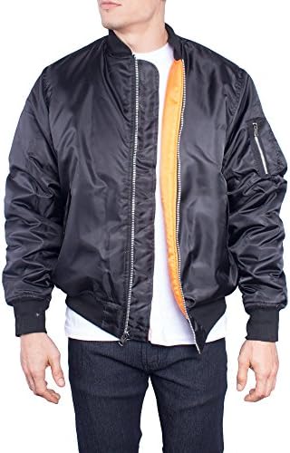 MAXXSEL Bomber Jacket for Mens Big and Tall Reversible Nylon Flight Zip Up Jackets
