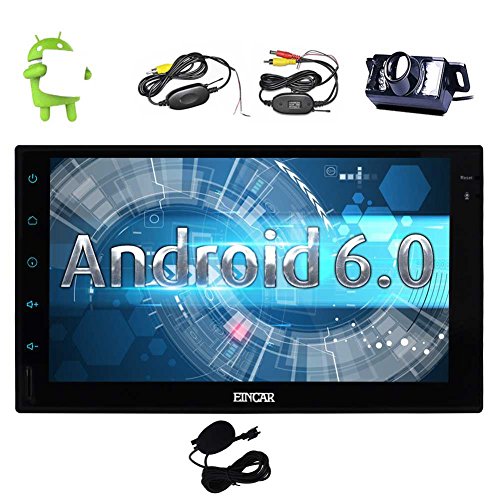 Android 6.0 Marshmallow Car Stereo with touch screen In Dash Double Din Vehicle Radio Receiver 7'' GPS Navigation Entertainment System External Microphone+Wireless Backup Camera