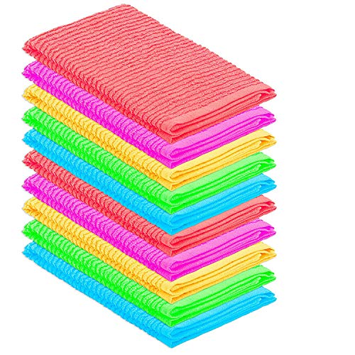 DecorRack 10 Pack 100% Cotton Bar Mop, 16 x 19 inch, Ultra Absorbent, Heavy Duty Kitchen Cleaning Towels, Spring Colors (10 Pack)
