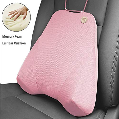 QBUC Car Back Support, Car Lumbar Pillow for Back/Spine/Coccyx Pain Relief, Memory Foam Lumbar Support Pillow - Comfort Back Cushion for Car seat, Office Chairs, Travel and Home (Pink) - Thumbnail 7