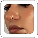 Yheakne Vintage Crystal Cross Nose Ring Gold Cz Cross Nose Cuff Septum Nose Rings U Shaped Clip On Nose Stud Rhinestone Crucifix Hoop Nose Piercing Jewelry for Women