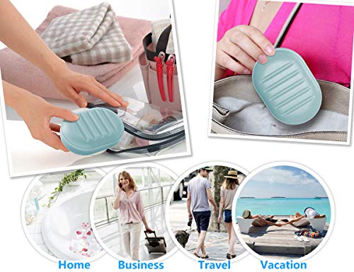 Bligli Soap Dish, Soap Case with Lid,Soap Bar Holder for Shower, Bathroom and Kitchen Sinks, 2 Pack (Green)
