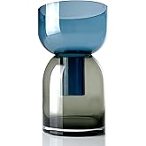 Cloudnola Large Reversible Glass Flower Vase and Bud Vase, Smoke Gray and Blue, 9.5" Height x 5.6" Dia, Home, Wedding, and Event Decor