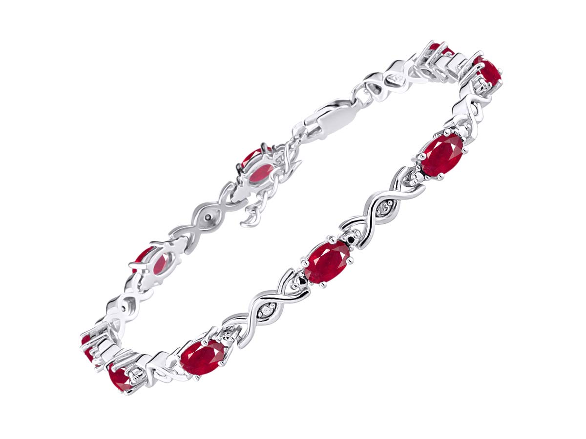 Rylos Spectacular Tennis Bracelet Set With Red Ruby & Diamonds - July Birthstone* — image 1