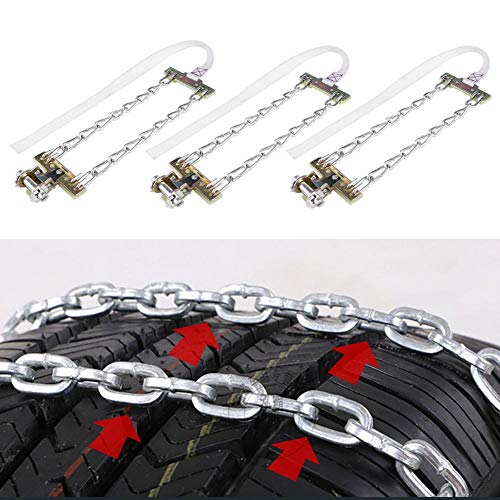 Anti Skid Tire Chain, 3pcs 165-195mm Car Tire Anti-skid Steel Chain Snow Mud Car Security Tyre Belt for Car Truck SUV (165-195mm)