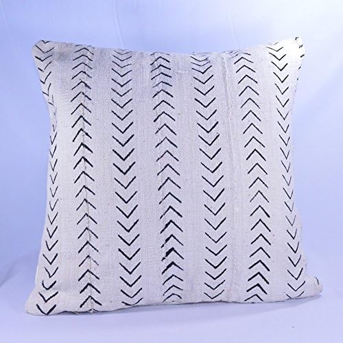 19x19 Double-Sided African Mud cloth Pillow Cover; Bogolanfini Decorative Pillow, Black &amp; White Mudcloth Throw Pillow -BF1028