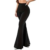 Vaimti Plus-Size Casual Pants for Women high-Waisted Bell Bottoms Yoga