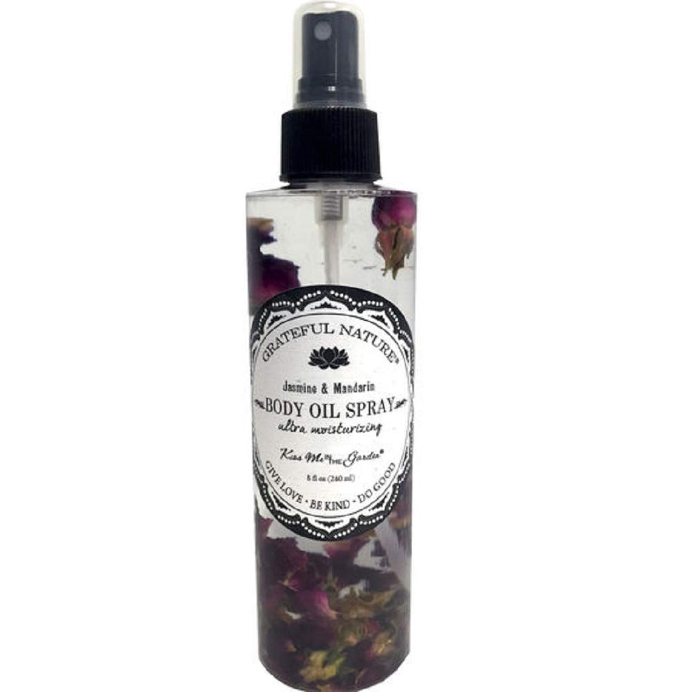 Kiss Me in The Garden - Grateful Nature Body Oil Spray with Rose Petals - 8 OZ Bottle - KISS00114