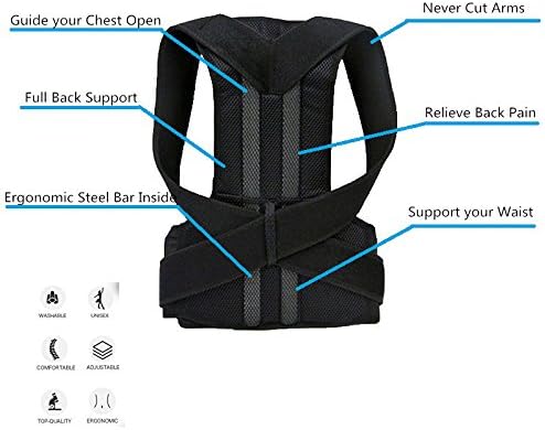 Back Support Brace Posture Corrector Traction Device - Relieves Neck, Back and Spine Pain - Improve Bad Posture, Thoracic Kyphosis, Shoulder Alignment for Men and Women (S)