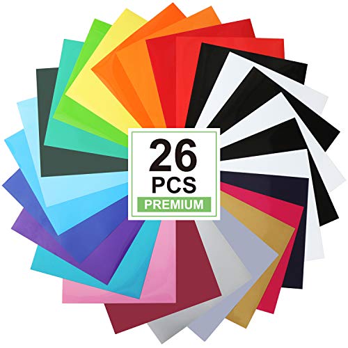 CAREGY Heat Transfer Vinyl for T-Shirts 12in.x10in.  26 Sheets-Iron On Vinyl HTV Bundle