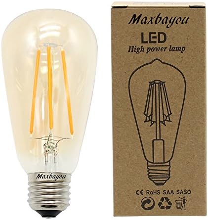 Maxbayou E26/E27 LED Edison Light Bulb 4W 400 Lumens Warm White 2700-3200K AC110-130V Dimmable for Indoor Table Lamps & Pendant Vintage Retro Antique