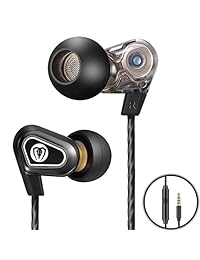 Auriculares in ear auriculares con micrófono, doble controlador con cable auriculares auriculares Hifi Audio, cancelación de ruido auriculares con graves profundos elegantes diseños   negro
