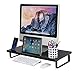 Wallniture Dinan Computer Monitor Riser, Height Adjustable Dual Desktop Monitor Stand with Cup Tablet and Cell Phone Holder, Black, 2 Packthumb 2