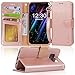 Arae Case Compatible for Samsung Galaxy S8, [Wrist Strap] Flip Folio [Kickstand Feature] PU leather wallet case with ID&Credit Card Pockets [Not for Galaxy S8 plus] (Rosegold)