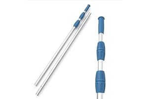 KOKIDO KEMANO Professional 12ft Heavy Duty Swimming Pool Pole, Telescopic Aluminum, Adjustable 3.4-12ft, Fits Pool Vacuum, Net, Brush, Hook, Cleaning Tools, Universal Mount, Anti-Slip Grip, Twist Lock Design