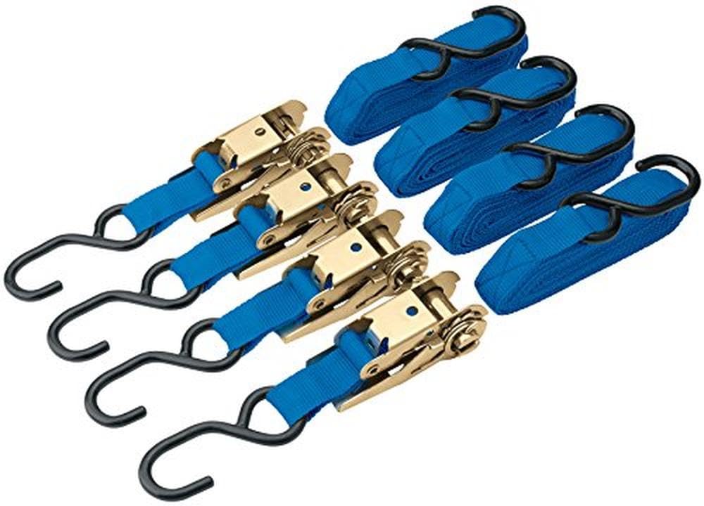 Draper 60960 4 Piece Ratcheting Tie Down Straps with Two 'J' Hooks, 375 kg Capacity