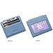MEKU Slim Front Pocket Leather Wallet Business Credit Card Case Sleeve Minimalist Wallet with ID Window Blue