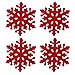 Christmas Decorations Red Felt Snowflake Coasters, 4pcs