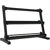 Gronk Fitness 3-Tier Dumbbell Rack | Heavy Duty Weight Rack Organizer for Home Gyms. Tubular Steel Construction. Holds 5&ndash;50 lb Hex Dumbbells (Rack Only).