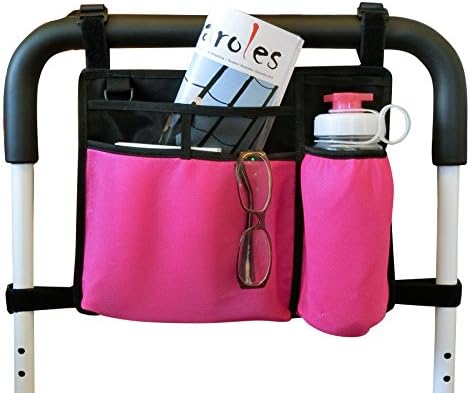 Elderly Bed Rail Organizer Pouch With An Insulated Bottle Holder And Five Point Adjustable Straps