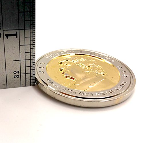 Trump Coin, 58th Presidential Inauguration of Donald J. Trump Challenge Coin by AIIZ Collectibles, 1.75" Diameter in Shinny 24K Gold & 925 Silver Plating, packaged in Black Velvet Case
