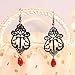 JoyTong Black Lace Necklace Earrings Set, Lace Pendant Choker and Eardrop (Red)