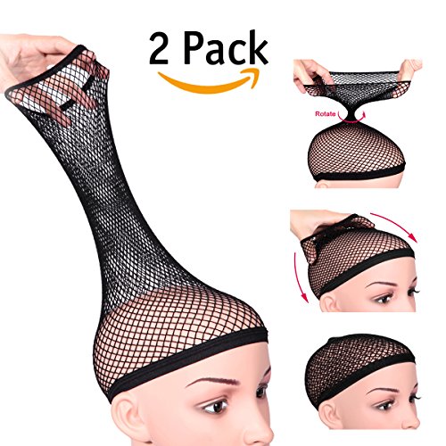 Dreamlover Long Wig Caps, Black Mesh Net Wig Cap, Open End Wig Cap for Long and Short Hair (2 Pack)