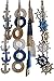 Shoreside Nautical Beach House Themed Decor Hangings with Tri-Color Anchors, Lighthouses, Captain’s Wheel and Life Rings (4 Pieces)