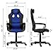 SEATZONE Smile Face Series Leather Gaming Chair, Racing Style Large Bucket Seat Computer Desk Chair, Executive Office Swivel Chair with Headrest, Blue