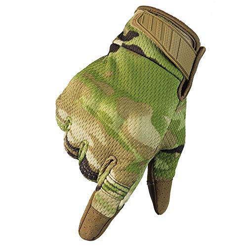 Ranger Tactical UK Full Finger Touch Screen Contact Gloves Hard Knuckle Cycling Biking Paintball Airsoft (Light Camo, Large)