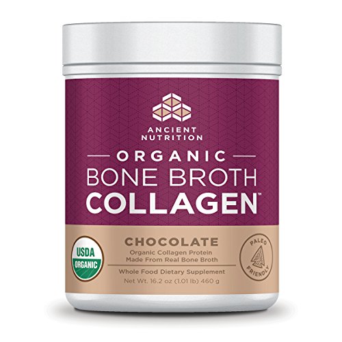 Ancient Nutrition Organic Bone Broth Collagen, Chocolate Flavor, 30 Servings Size - Organic Protein Powder Loaded with Bone Broth Co-Factors, 10g of Type I, II and III Collagen Per Serving