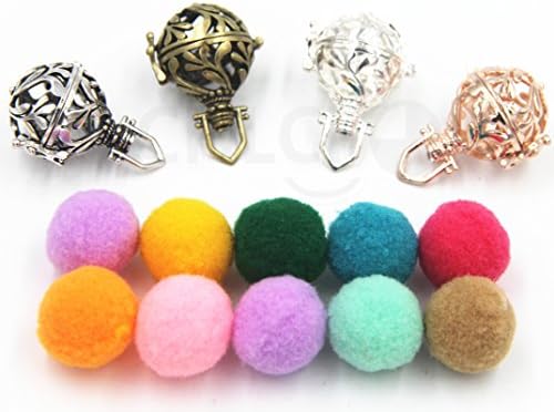 4PCS Mixed Locket + 10PCS Colorful Replace Cotton Ball Antique Silver Broze Gold Diffuser Aromatherapy Essential Oil Pendant Cage Locket CHLCF