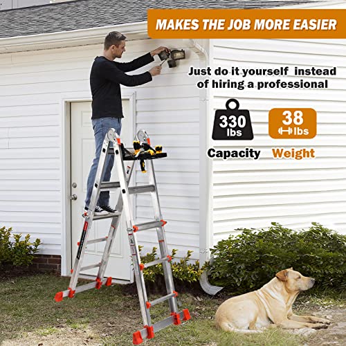 Soctone Ladder, A Frame 5 Step Ladder Extension Ladder, 19 Ft Multi Position Ladder & Removable