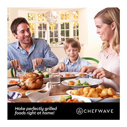 ChefWave Smokeless Indoor Electric Grill & Rotisserie - 5 in 1 Non-Stick Tabletop Kitchen BBQ Grill with Infrared Technology - Includes Kebab & Skewer Set, Fries Basket & Fish Cage, Drip Tray - Thumbnail 6