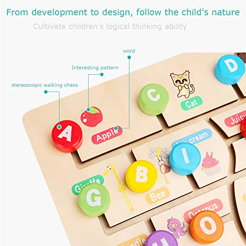 FANSUSENKE ABC Alphabet Montessori Toys for Toddlers Kids Wooden Puzzle Learning Toys Early Developmental Activity Encourages Fine Motor Skills and Color Recognition for Babies Ages 3 + - Thumbnail 4