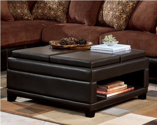 Signature Design by Ashley Cody Brown Ottoman With Storage 4 Flip Trays