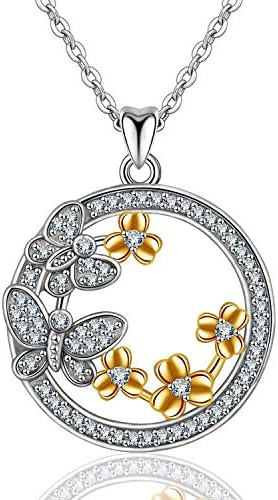 Sterling Silver Butterfly Necklace, Women Jewellery Romantic Love Pendant,Elegant Jewlery Gift Box
